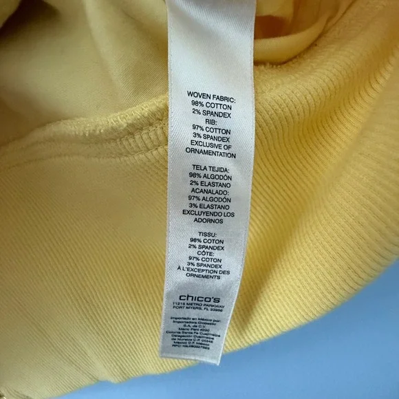 Chico's Size 3 XL Yellow 3/4 Sleeve lightweight unlined Full Zip Pockets - Picture 6 of 9